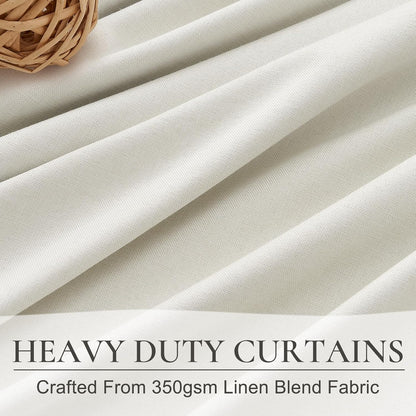 Linen Pinch Pleated Blackout Curtains Beige White Room Darkening Curtains 96 Inches Long, Neutral Modern Window Thermal Black Out Drapes for Sliding Glass Doors/Bedroom/Living Room(40" Wx96 Lx2Panels)