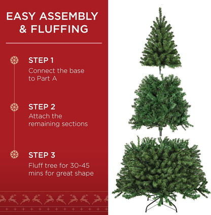 Best Choice Products Artificial Christmas Tree, 6ft Premium Unlit Realistic Spruce Holiday Décor w/Dense Branches, Easy Assembly, Metal Base