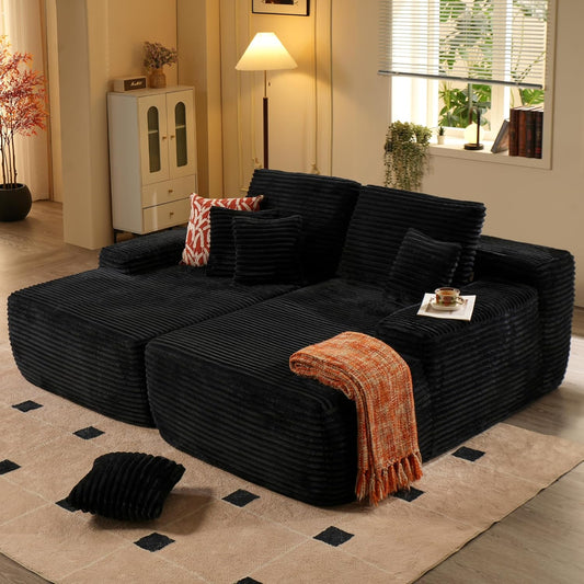 ovios 81" Oversized Sectional Double Lounge Chaise with Cloud Plush Sofa Bed, No Assembly Required