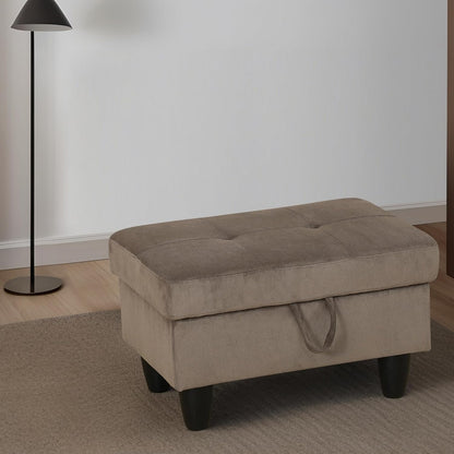 Ottoman Rectangular Storage Ottoman Bench, Flannel Footrest Stool Footstool with Lid for Living Room, Bedroom, Entryway, Brown, 28.5"x19"x17.5"