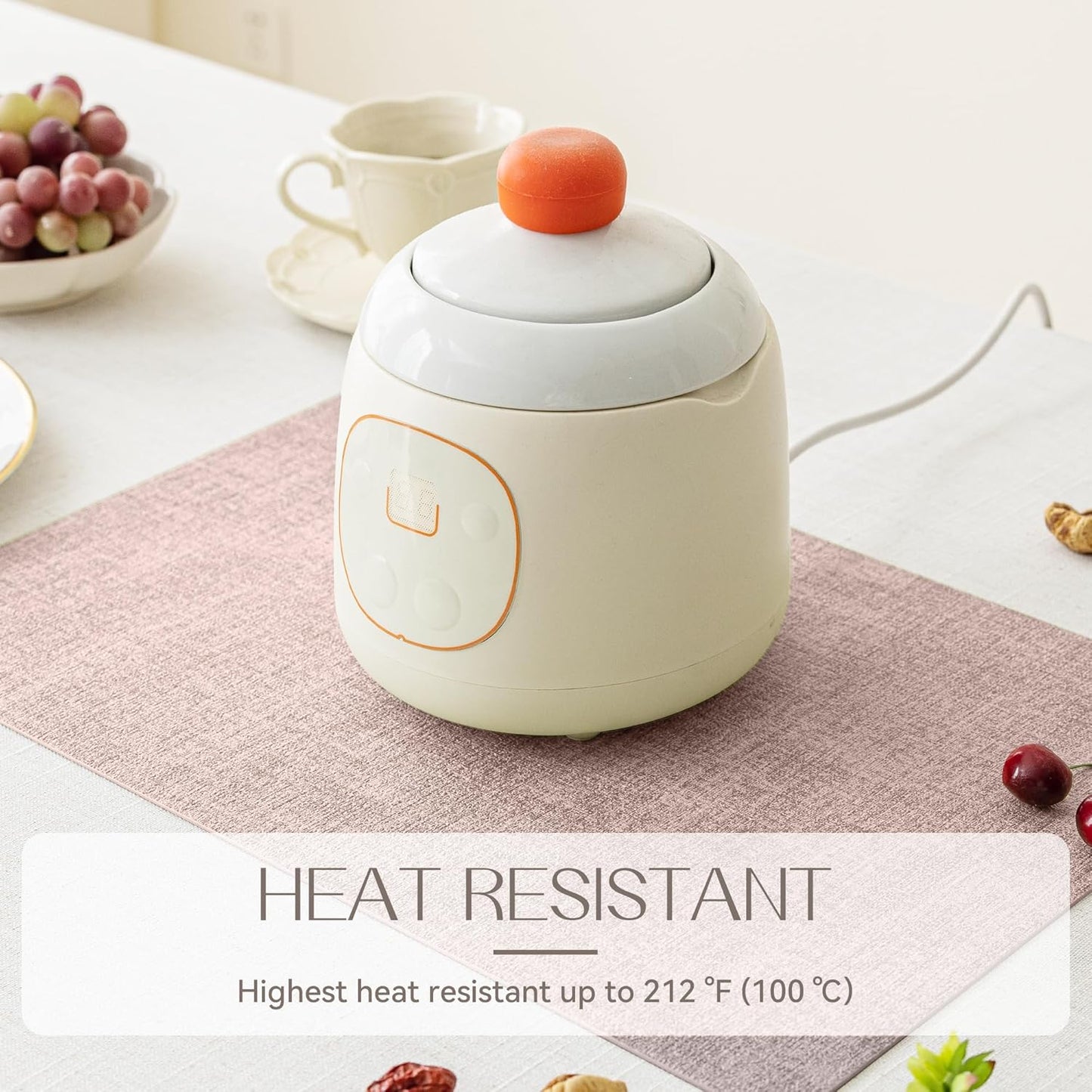 Romanstile Vinyl Placemats Set of 6-12 X 18 Inch - Heat Resistant Place Mats 100% Waterproof Oilproof Wipeable Reversible Faux Leather Table Mats for Kitchen/Dining/Party/Outdoor, Pink