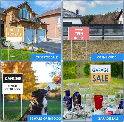 30 Pcs H Stakes for Yard Signs 30'' x 10'' Metal Heavy Duty H Frame Wire Stakes Weatherproof Metal Holder for 4mm 5mm Corrugated Signs Advertising Board Guidepost Yard Halloween Decor