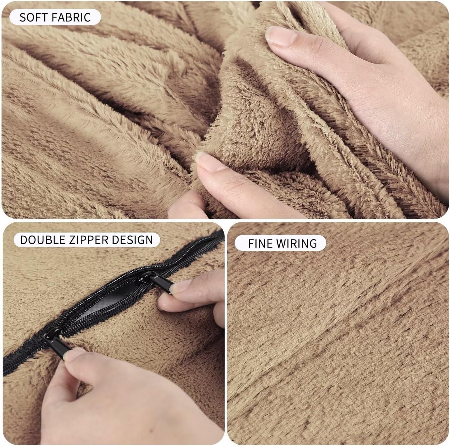 Bean Bag Chair for Adults 4FT,Soft Removable Cover for Teens/Girls Bedroom,Fluffy Giant Round Floor Beanbag Lounger Chairs (No Filler,Tan)