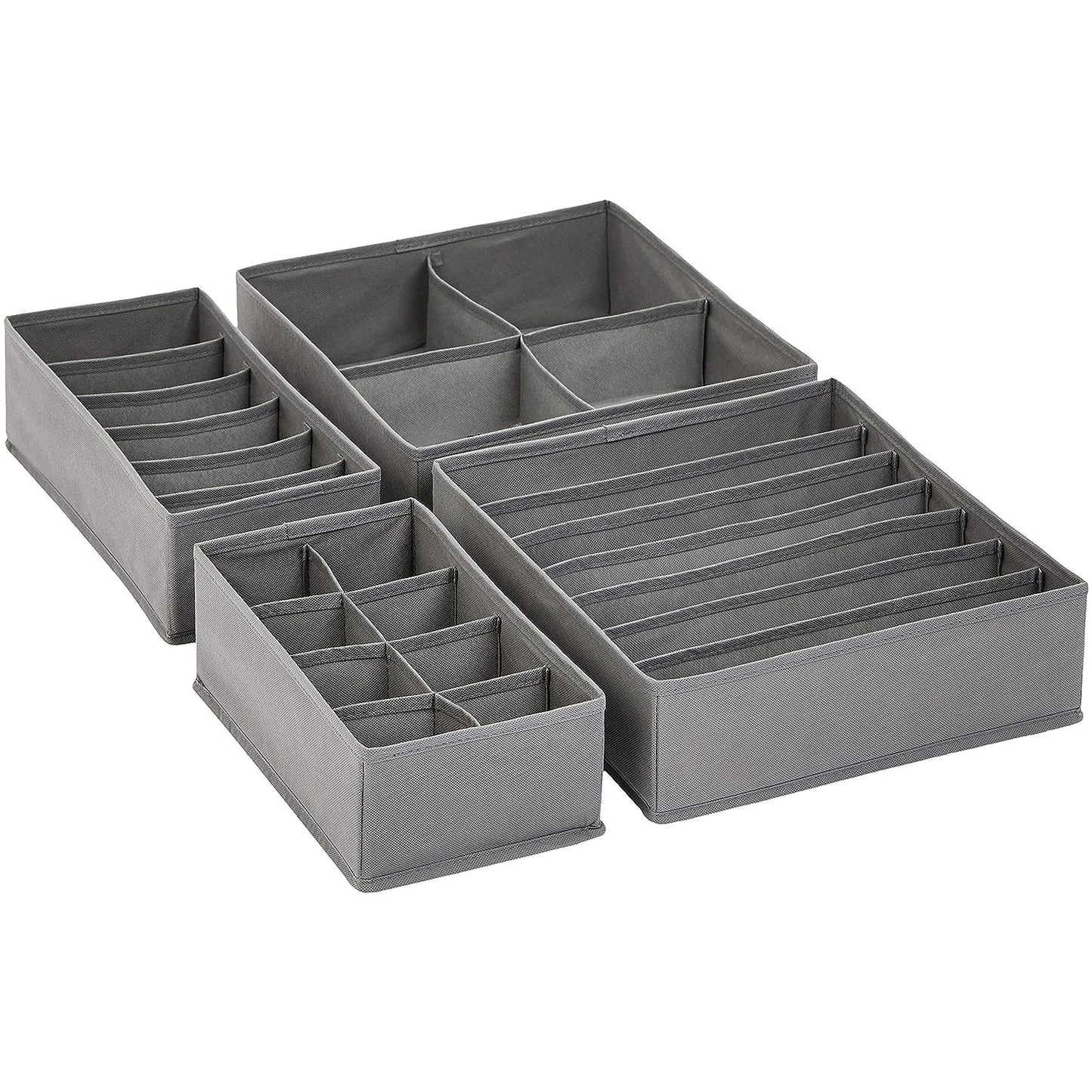 Amazon Basics Deep Drawer Organizer for Clothes, Collapsible Storage Boxes for Socks, Underwear and
