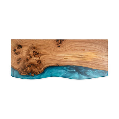 RWA Unique Live Edge Floating Shelf for Wall - Stylish Hanging Shelves for Room Wall Bedroom Bathroom Office Decor, Epoxy and Wood Wall Shelf Plank - Elegant Wall Mounted Shelves (sky blue, 16x6")