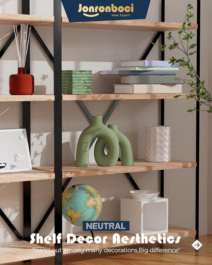 Hug Donut Decorative Vase Set - Sage Green Modern Nordic Boho Style Vases Home Decor,Matte Ceramic Decorations for Living Room Shelf, Bookshelf Mantle Entryway Table or Console Décor(Green)