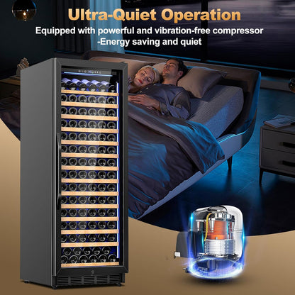 24 Inch Wine Cooler Refrigerator,179 Bottles Wine Fridge Large Capacity Professional Wine Cellars with Powerful Compressor,Quiet Operation and Elegant Design, Black