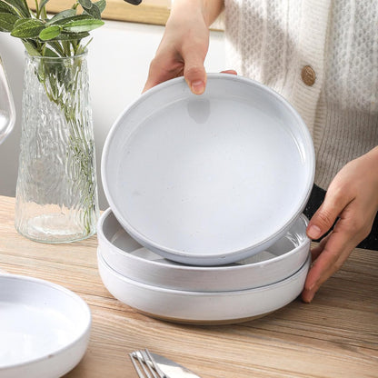 Pasta Bowls 26 OZ,Ceramic Salad Serving Bowls Set of 4,Large 8.2 inch Shallow Bowls Plates for Soup,Fruit,Noodle,Dinner,Dishwasher & Microwave Safe,White