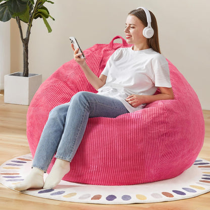 Hobestluk 3.5FT Bean Bag Chair Adult Bean Bag Chair Large Bean Bag Chair with Filler Included Teardrop Bean Bag with Removable Cover for Bedroom Living Room - (Large, Pink)