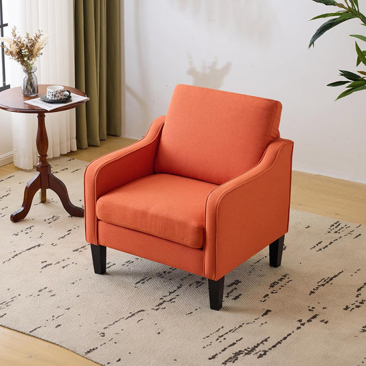 VINGLI Burnt Orange Mid Century Modern Accent Chair for Living Room & Bedroom, Scooped Arm