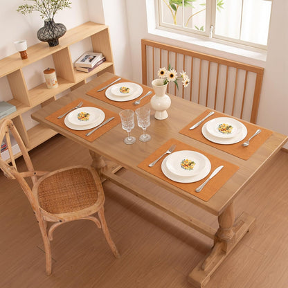 FROMHEART Faux Leather Placemats Set of 4–Waterproof,Heat/Oil Stain-Resistant PU Table Mat–Reversible,Non-Slip,Easy to Clean Place Mats for Kitchen,Dining,Indoor/Outdoor,(Orange-Grey,11.8" x 17")