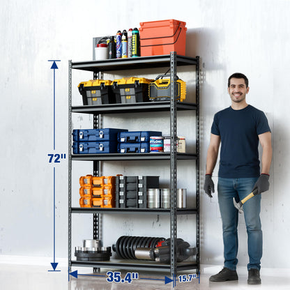 WORKPRO 5-Tier Storage Shelf, 72" H Heavy Duty Adjustable Garage Shelving Unit 2180LBS Capacity