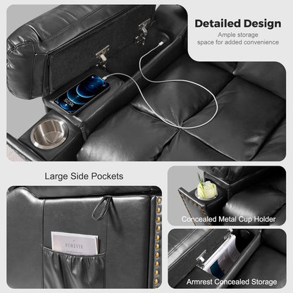 Electric Power Lift Recliner Chair for Elderly with Heat & Massage, Breathable Leather Large Reclining Chairs w/2 Concealed Cup Holders for Seniors Home Living Room,1PC,Grey