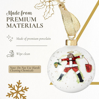 Spode Kit Kemp Christmas Ornament - Doodles Best in Snow - Fine China Whimsical Festive Keepsake, Collectible Holiday Decoration for Tree & Seasonal Decor - Holiday Ornament for Gift Giving
