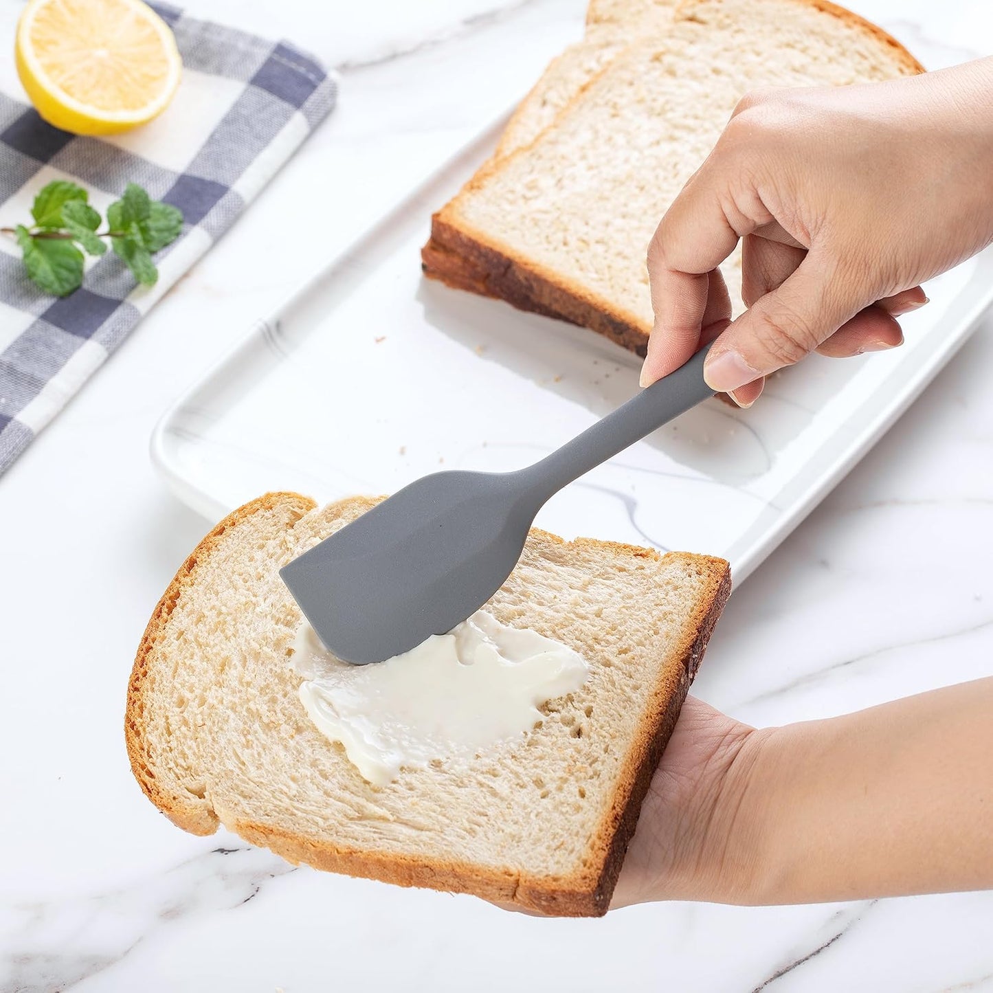 Country Kitchen Non Stick Silicone Utensil Set with Rounded Wood Handles for Cooking and Baking, 14 Piece Set, Gray