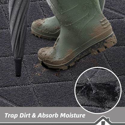 BEQHAUSE Dirt Trapper Door Mat 24" x 60", Doormat Non-Slip Entryway Rugs Washable, Dog Door Mat Stain Resistant and Absorbent Welcome Floor Mat for Front Back Door, Muddy Wet Shoes & Paws, Dark Grey