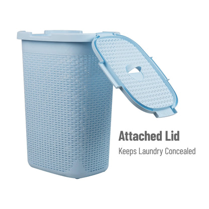 Mind Reader Slim Laundry Hamper with Lid, 60L Tall Clothes Basket, Narrow Tapered Design for