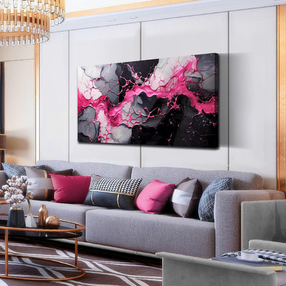 GUGIKA Abstract Wall Art for Living Room, Pink Canvas Wall Decor for Girls Bedroom Decor, Pigment Texture Print, Size 29x59 Inches