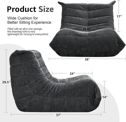 Bean Bag Chairs for Adults Giant Bean Bag Chair Memory Foam BeanBag Chair Big Bean Bag Sofa with Filler Faux Fur Fireside Beanbags Lazy Sofa for Living Room Bedroom Dorm Office (Darkgrey Chenille)