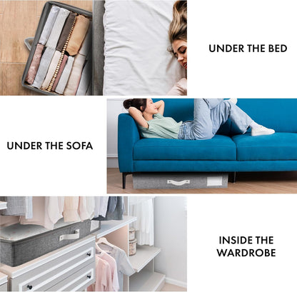 HOMELUX THEORY 1pc Under Bed Storage Containers, Bedroom Under the Bed Drawer Storage Organizer with Bins and Lids, Large Underbed Clothes Storage Box Ideal for Blanket, Fabric, & Shoes (LightGray)