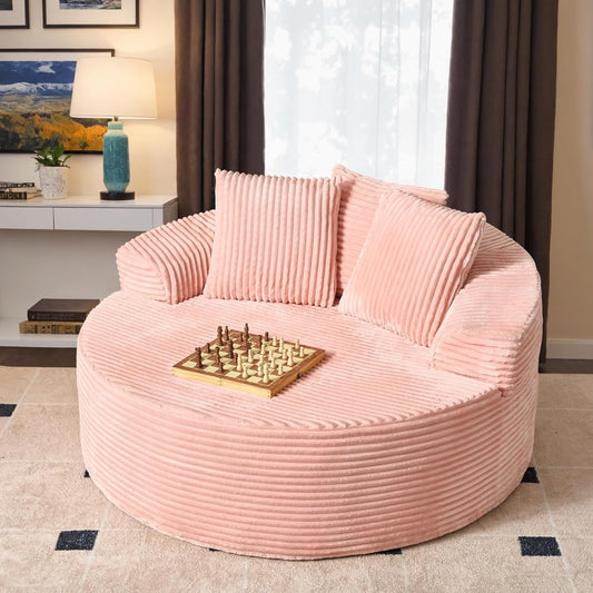 ovios 58" Oversized Round Chair Lounge Chaise Indoor, No Assembly Required, Cloud Large Circle