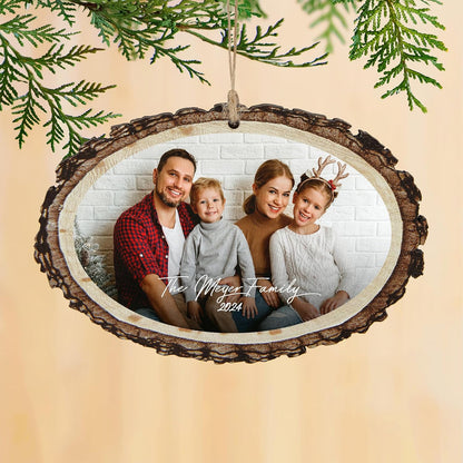 Let’s Make Memories Personalized Christmas Ornament - Photo Only - Rustic Wood - Round - 2025 Christmas Ornament