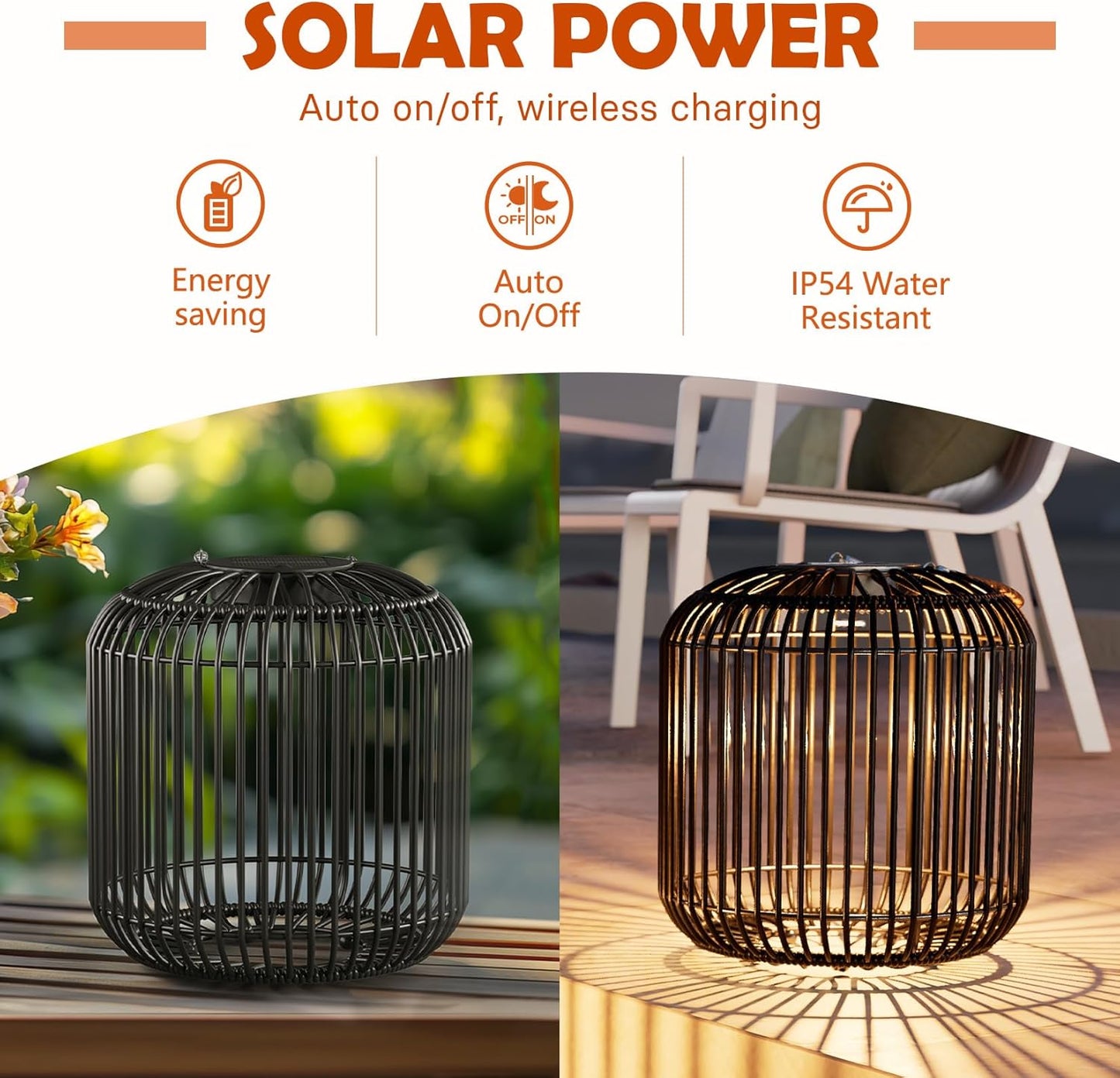 Solar Yard 1-Pack Outdoor Solar Lamp, Water-Resistant Lights for Outside Hanging Lantern Table Lamp Lights Decoration for Garden, Yard, Patio, Porch, Trees, Pathway, Black