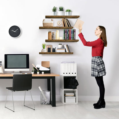 Sorbus Floating Shelves for Wall - 24" Bathroom Shelves, Wall Decor for Bedroom, Kitchen, Living Room, Home Decor & Book storage - Mounted Floating Shelf with Invisible Brackets (Rustic Brown, 4 Pack)