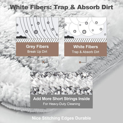 JOYMOOP Flat Mop Pads, Microfiber Mop Cleaning Pads, Washable Pads, Pads Replacement for JOYMOOP Flat Mop or Mop Bucket Set, Pack of 4 Refills 13inch - Grey and Stripe