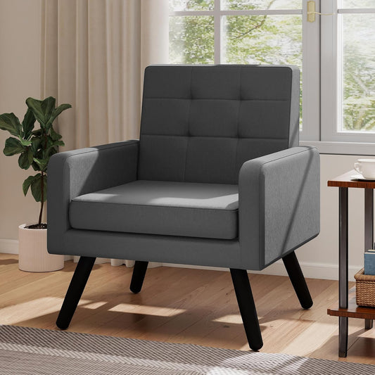 Kromax Mid-Century Modern Accent Chair for Living Room, 496 Lb. Weight Capacity, Dual Armrests