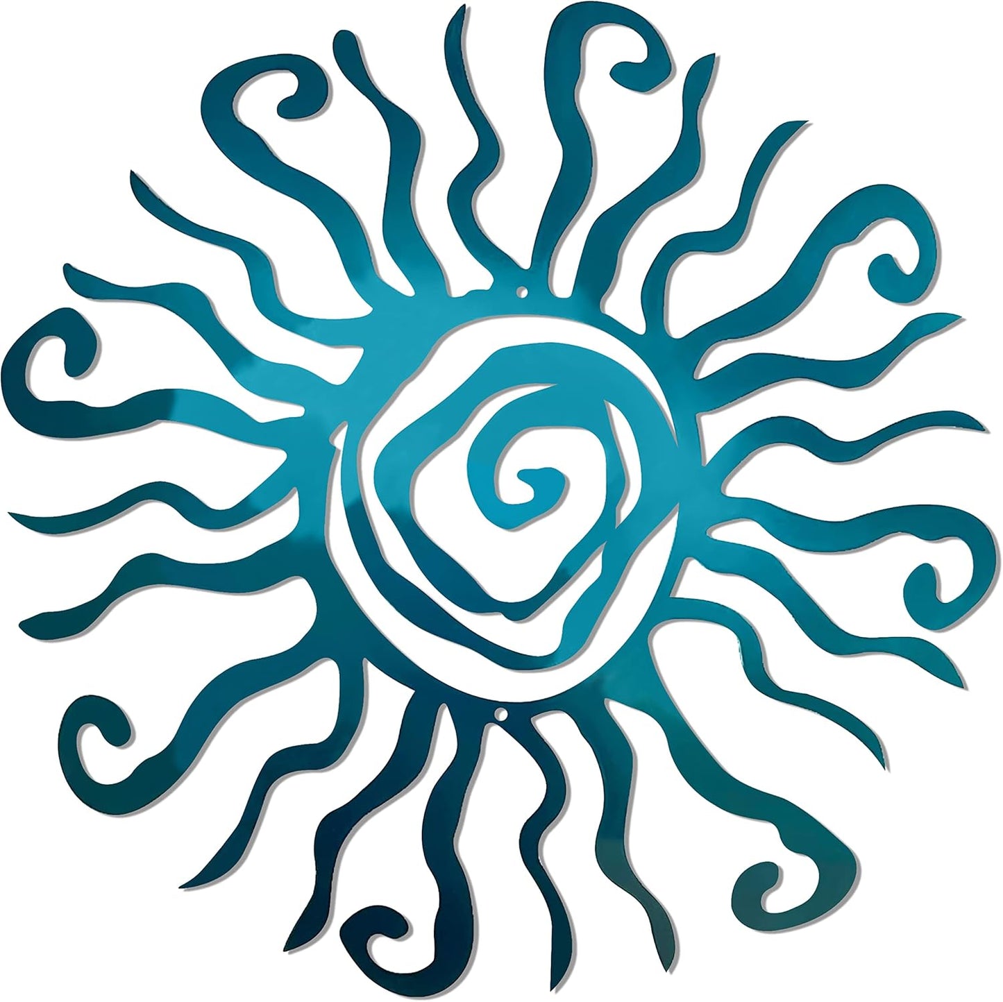 Wacky Sun Metal Wall Art Indoor/Outdoor Decor - 18" Teal Rust Proof Wall Sculpture - Made in USA - Ideal for Bedroom, Garden, Home, Patio and Farmhouse