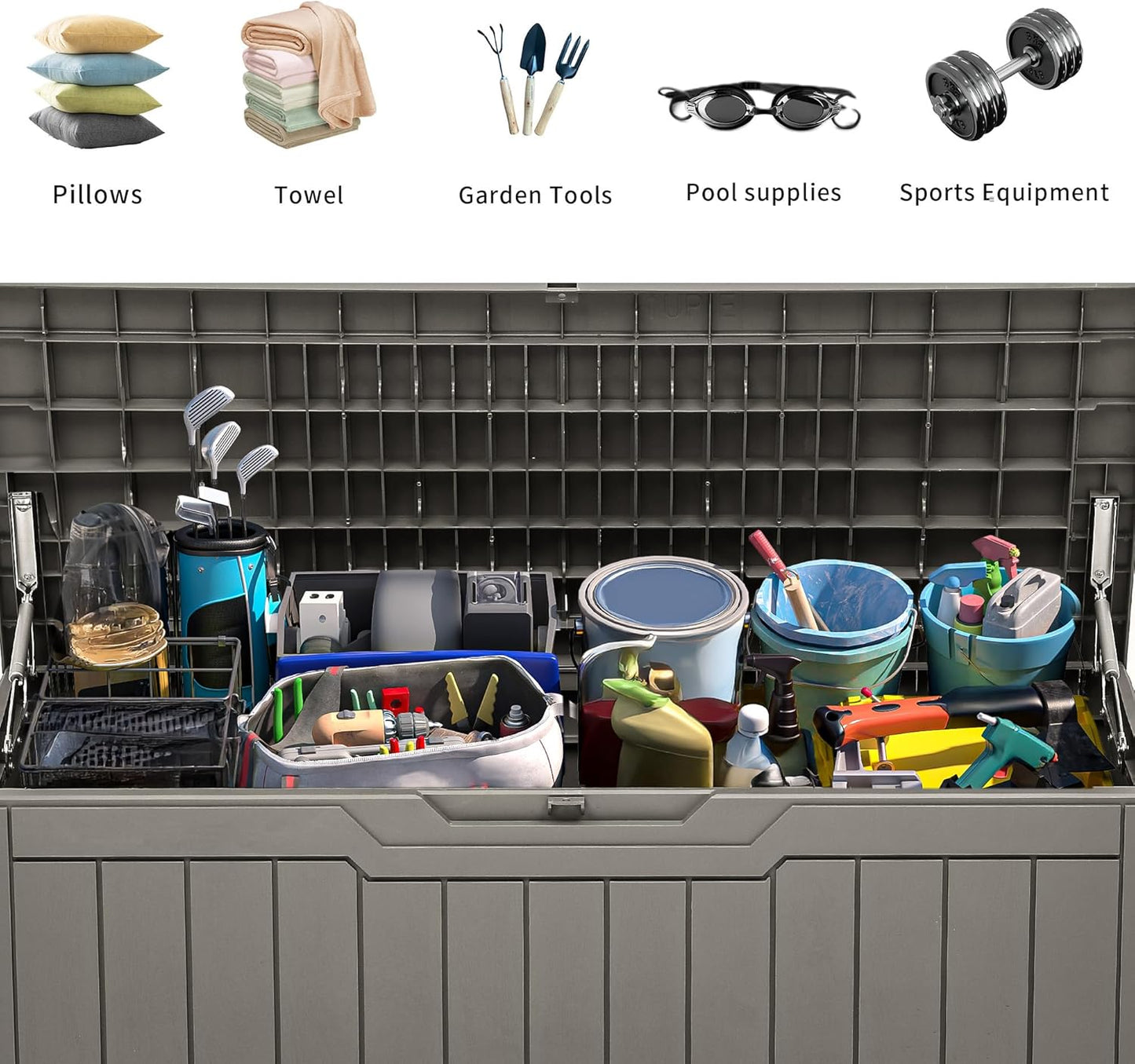 YITAHOME 80 Gallon Outdoor Storage Box, Large Water Resistant Resin Deck Box, Indoor Outdoor Lockable Storage Container for Patio, Garden, Cushions, Tools, Equipment (Taupe)