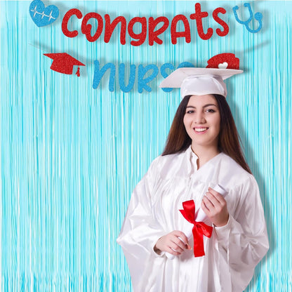 BRAVESHINE Foil Fringe Curtains Party Backdrop - Tinsel Curtain Backdrop Streamers Party Supplies for Halloween/Boo/Baby Boy/Frozen/Under Sea/Shark/Mermaid Birthdays Decorations - 2Pcs Pastel Blue