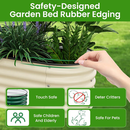 Raised Garden Bed 6.5X2X1.4 FT Galvanized Planter Raised Beds, Metal Planter Box for Vegetables,Flowers, Herbs, and Succulents (Ivory)