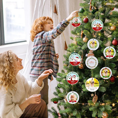 Personalized Christmas Ornaments 2025, Double-Side Custom Christmas Ornament, Round Ceramic Photo Ornament Christmas Tree Decorations for Kids, Mom, Dad, Family, Loved One