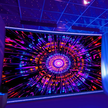 PSYHILAR Blacklight Mandala Tapestry for Bedroom, Psychedelic Black Light Posters for Adults and Teens, Colorful UV Reactive Aesthetic Bohemian Art Wall Hanging Decor Red and Purple (80 x 60 Inches)