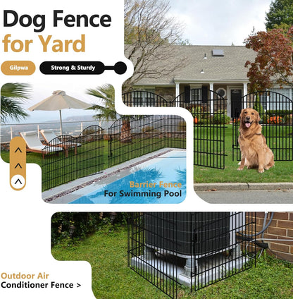 16 Panels Decorative Garden Fence with Lock, 33in (H) x 38.67ft (L) No Dig Dog Animal Barrier for Outdoor Yard, Rustproof Ground Stakes Metal Fencing for Yard, Patio, Flower Bed