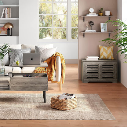 DINZI LVJ Long Shelf, 31.5 Inch Large Wall Mounted Shelves Set of 2, Easy-to-Install, Display Ledges with Sturdy Metal Brackets for Living Room, Bathroom, Bedroom, Kitchen, Laundry Room, Gray Wash