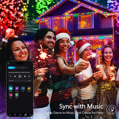 JMEXSUSS 100 LED RGB Christmas Tree Lights Indoor, 33ft Smart Color Changing Christmas Lights Outdoor with Remote & APP, Clear Wire Christmas Lights Plug in for Bedroom Tree Room Party Birthday