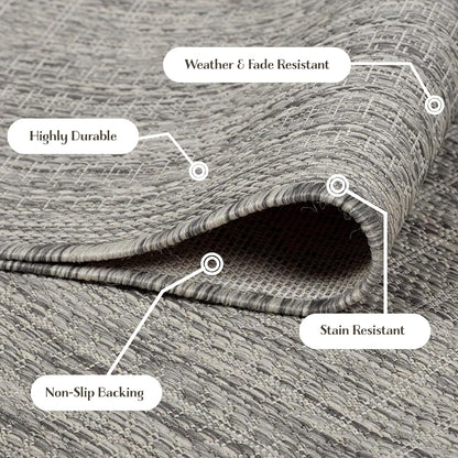 Adiva Rugs Outdoor Indoor Area Rug, Weather Resistant, Easy to Clean, Stain Resistant Floor Mat for Dining Room, Backyard, Deck, Patio (Silver Weiss, 2'6" x 7')