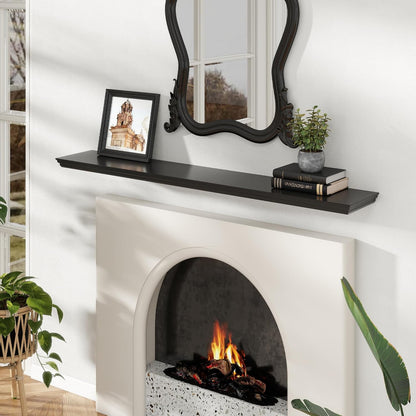 Floating Shelves for Wall, 55 Inch Long Wall Mounted Black Hanging Shelf for Kitchen, Living Room, Office, Bedroom, Bathroom, Retro Vintage Wood Bookshelf for House Decor