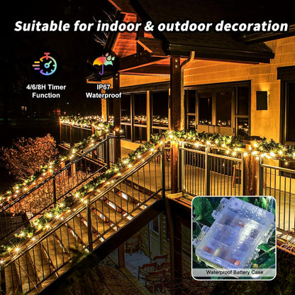 39Ft 120 LED Fairy Lights Battery Operated, RGB Color Changing String Light with Remote and Timer, Battery Powered Twinkle Lights for Bedroom, Dorm, Wall, Mason Jar, Backyard Indoor Outdoor Christmas