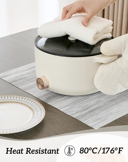 Leetaltree Lightsteel Black Placemats Set of 4 - Heat Resistant Non-Slip Place mats for Dining Table, Washable Durable PVC Vinyl Woven Table Mats (Lightsteel Black, 4)