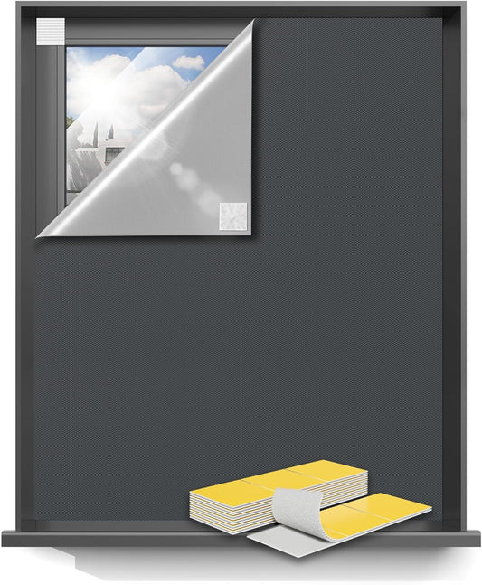 Sumobaby Blackout Curtains Portable 75"x57",Black Out Window Cover with Heat-Resistant Hook&Loop Tapes,100% Blackout Blinds,Blinds for Windows Easy to Cut Fit for Bedroom,Nursery and TV Room(Gray)