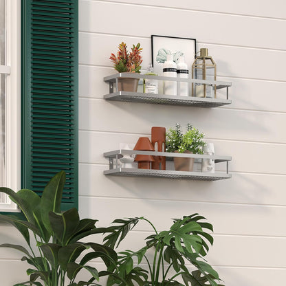 PUSDON Metal Wall Hanging Basket 2 Packs DIY Suitable for Multiple Scenes - Large Silver Grey Guardrail