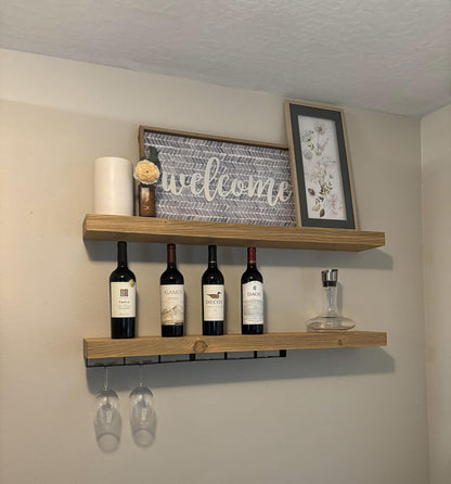 joelsantiques 42 Inch Wooden Floating Shelves for Wall - 42x6x2 in - Made of Natural Wood - Long Heavy Duty Rustic Wall Shelves for Bedroom - Perfect for Living Room, Kitchen - Natural