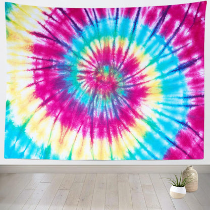 BELECO Tie Dye Tapestry Wall Hanging Fabric 80x60 Inch Colorful Spiral Tie Dye Tapestry Hippi 60s Themed Party Decorations Rainbow Tapestry Art Wall Decor for Bedroom Aesthetic Living Room Dorm