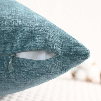 CaliTime Throw Pillow Covers Decorative 12 X 20 Inches Pack of 2 Cozy Chenille Cushion Cases for Couch Sofa Bed Living Room Home Smoke Blue