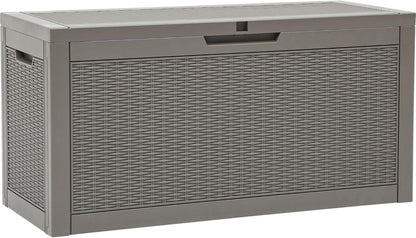 YITAHOME 60 Gallon Outdoor Storage Box, Large Water Resistant Resin Deck Box, Indoor Outdoor Lockable Rattan Storage Container for Patio, Garden, Cushions, Tools, Equipment (Taupe)