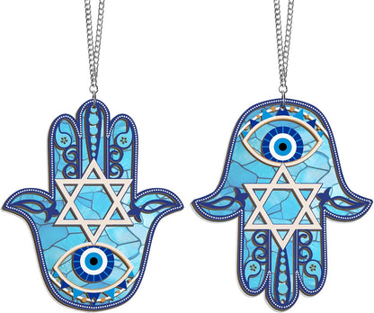 FLAGWIX Hanukkah Gifts for Men, Women - Christmas, Birthday Gifts for Mom, Friends, Hamsa Hand Home Decor, Good Luck, Spiritual, Housewarming Gift Ideas - Single Window Suncatcher Hanging Decorations